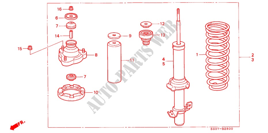 FRONT SHOCK ABSORBER for Honda PRELUDE 2.0I 2 Doors 5 speed manual 1993