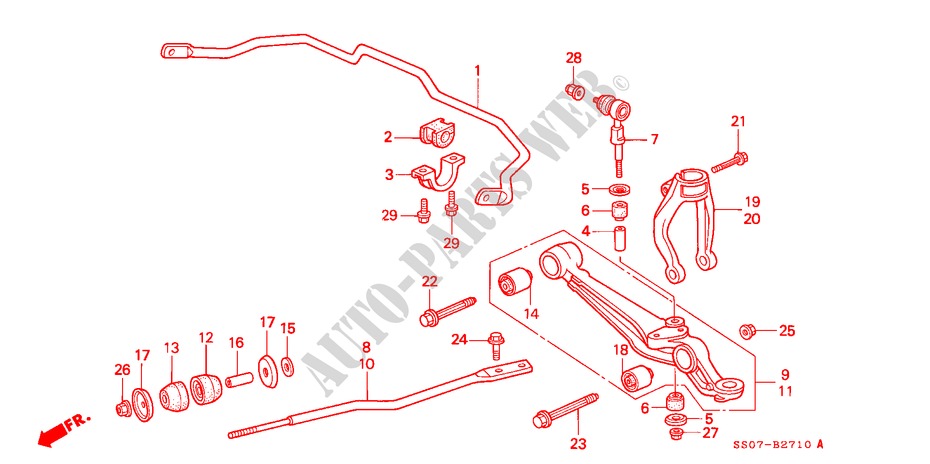 FRONT STABILIZER/ FRONT LOWER ARM for Honda PRELUDE DOHC VTEC 2 Doors 5 speed manual 1993