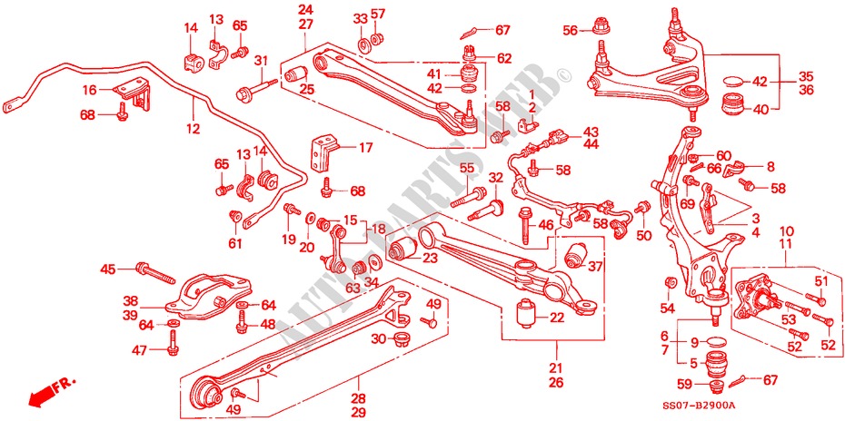 REAR STABILIZER/ REAR LOWER ARM for Honda PRELUDE 2.0I 2 Doors 5 speed manual 1993