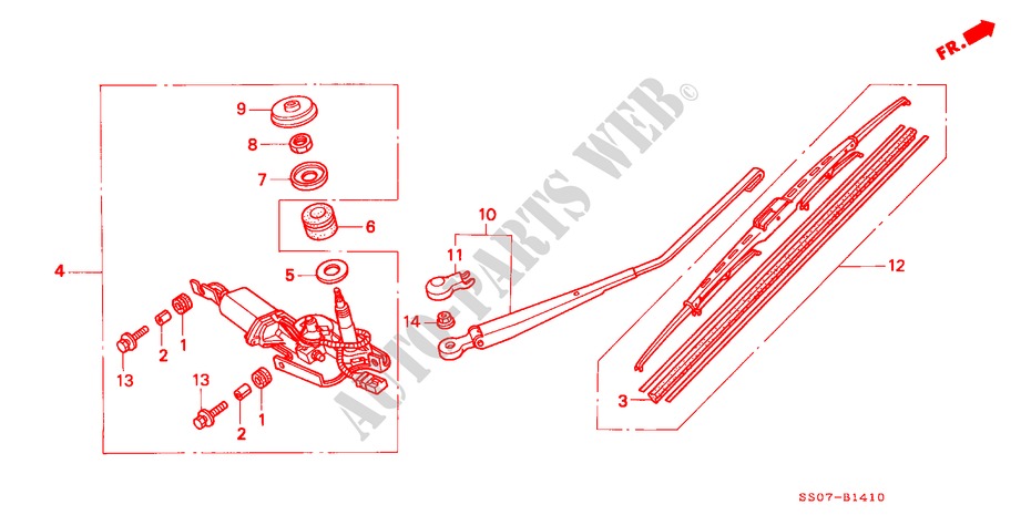REAR WIPER for Honda PRELUDE 2.0I 2 Doors 5 speed manual 1993