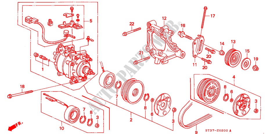 AIR CONDITIONER (COMPRESSOR) (SOHC) for Honda CIVIC 1.6ILS 5 Doors 5 speed manual 1995