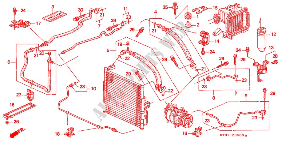 AIR CONDITIONER (HOSES) (LH) for Honda CIVIC 1.5I 5 Doors 5 speed manual 1997