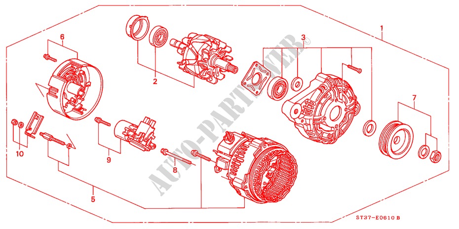 ALTERNATOR (BOSCH) for Honda CIVIC 1.6ILS 5 Doors 5 speed manual 1995