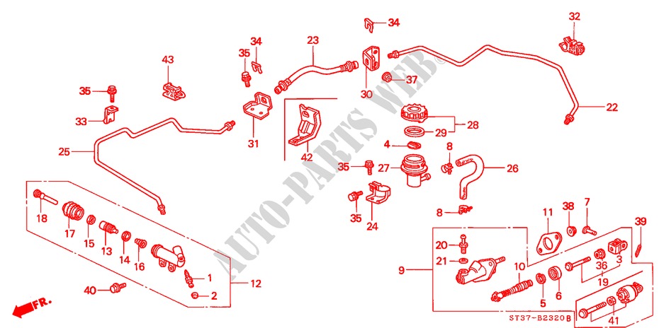 CLUTCH MASTER CYLINDER (LH) for Honda CIVIC 1.6ILS 5 Doors 5 speed manual 1995