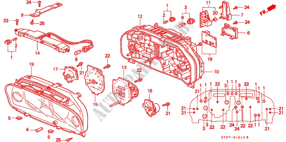 COMBINATION METER COMPONENTS for Honda CIVIC 1.6ISR 5 Doors 5 speed manual 1995