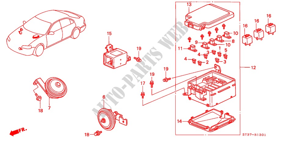 CONTROL UNIT (ENGINE ROOM) (RH) for Honda CIVIC 1.6ISR 5 Doors 5 speed manual 1995