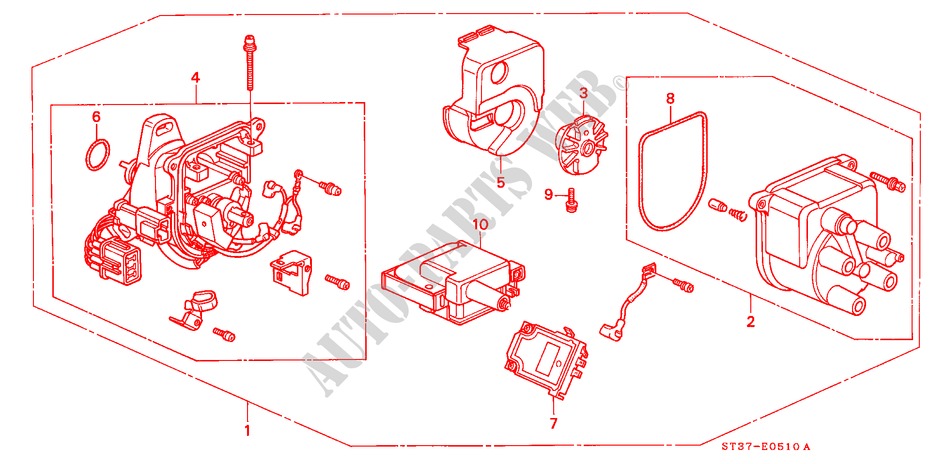 DISTRIBUTOR (TEC) for Honda CIVIC 1.6ISR 5 Doors 5 speed manual 1995