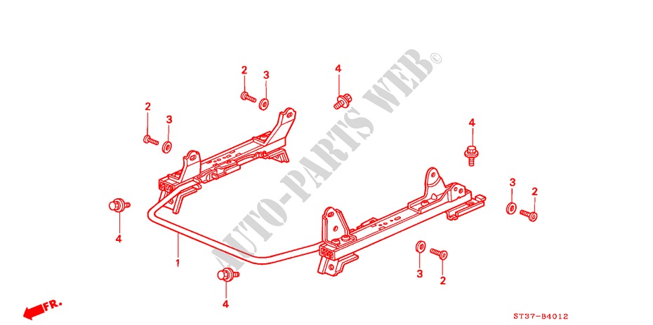 FRONT SEAT COMPONENTS (R.) (MANUAL SLIDE) for Honda CIVIC 1.6ILS 5 Doors 5 speed manual 1995