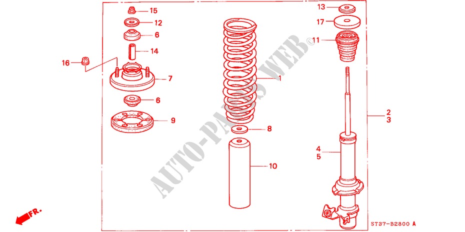 FRONT SHOCK ABSORBER for Honda CIVIC 1.6ILS 5 Doors 5 speed manual 1995