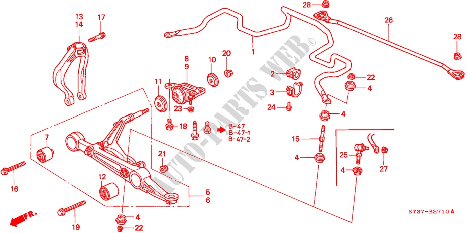 FRONT STABILIZER/ FRONT LOWER ARM for Honda CIVIC 1.6ILS 5 Doors 5 speed manual 1995