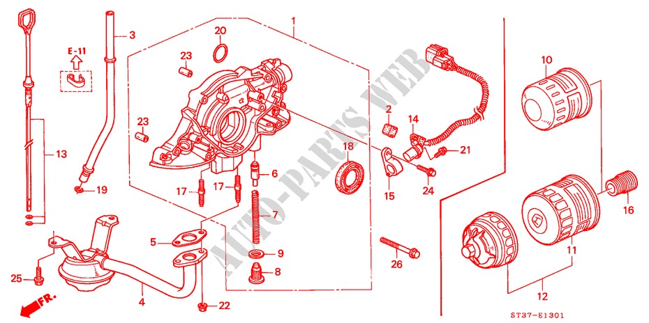 OIL PUMP/OIL STRAINER (SOHC) ('97) for Honda CIVIC 1.4I 5 Doors 5 speed manual 1997