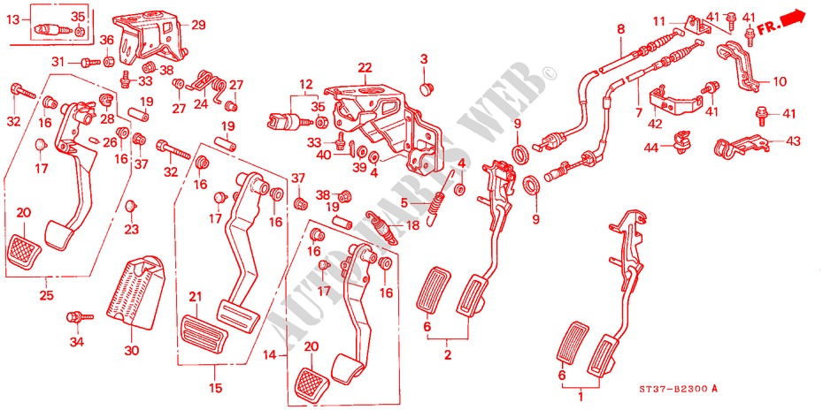 PEDAL (LH) for Honda CIVIC 1.4IS 5 Doors 5 speed manual 1997