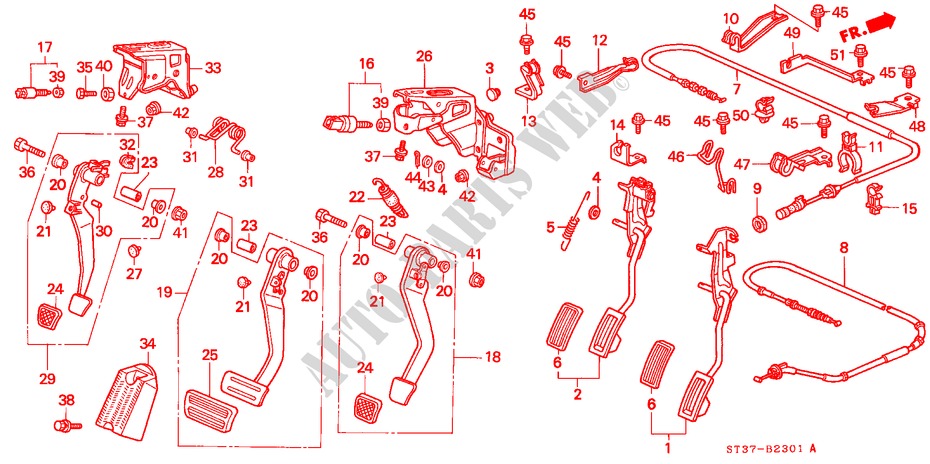 PEDAL (RH) for Honda CIVIC 1.6ISR 5 Doors 5 speed manual 1995