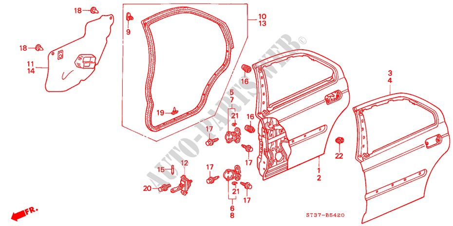 REAR DOOR PANELS for Honda CIVIC 1.4IS 5 Doors 5 speed manual 1997