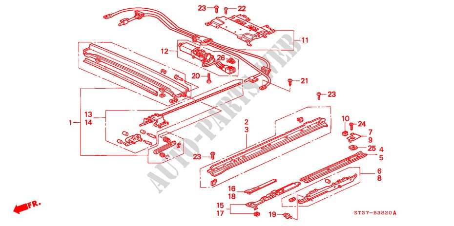 ROOF SLIDE COMPONENT ('95/'96) for Honda CIVIC 1.6ISR 5 Doors 5 speed manual 1995