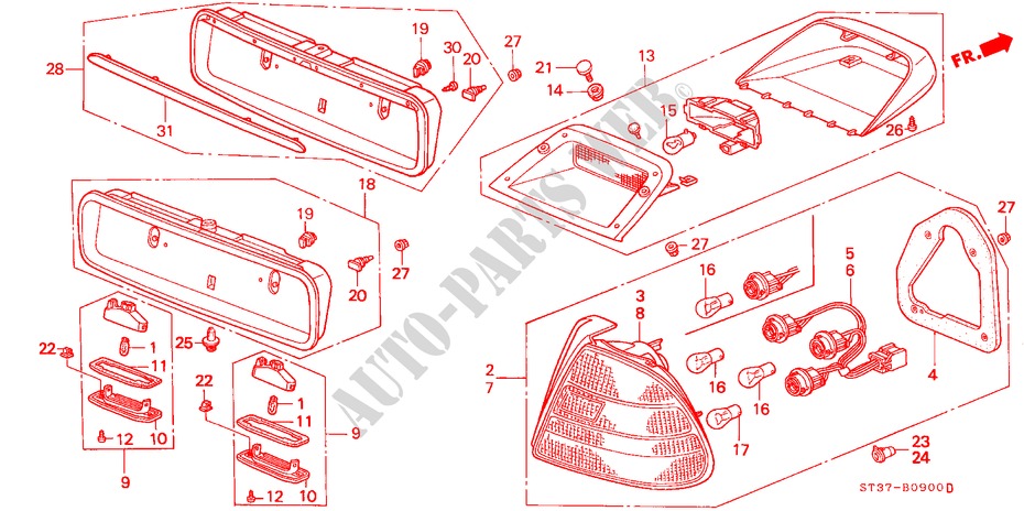 TAILLIGHT for Honda CIVIC 1.6ISR 5 Doors 5 speed manual 1995