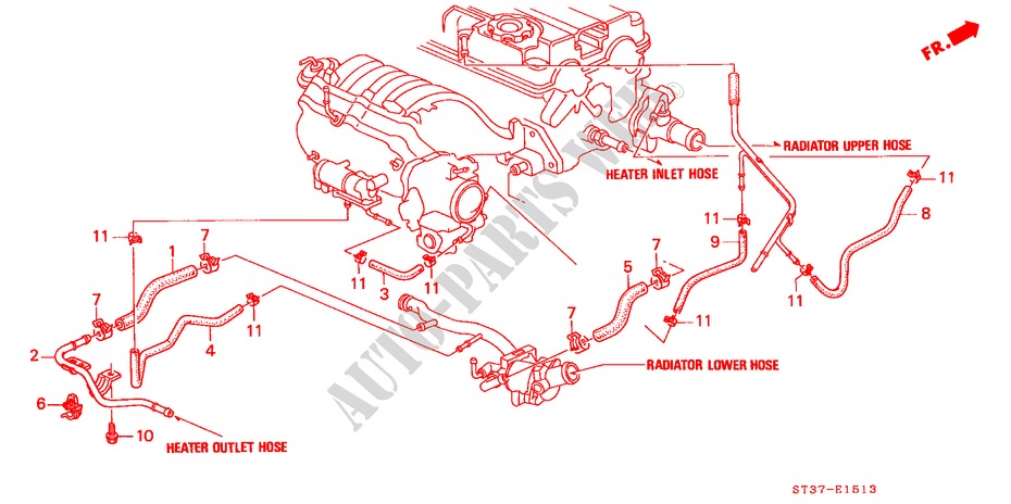 WATER HOSE (DOHC VTEC) for Honda CIVIC 1.8VTI 5 Doors 5 speed manual 1997