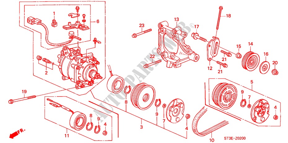 AIR CONDITIONER (COMPRESSOR) (SOHC) for Honda CIVIC 1.5I 5 Doors 5 speed manual 1999