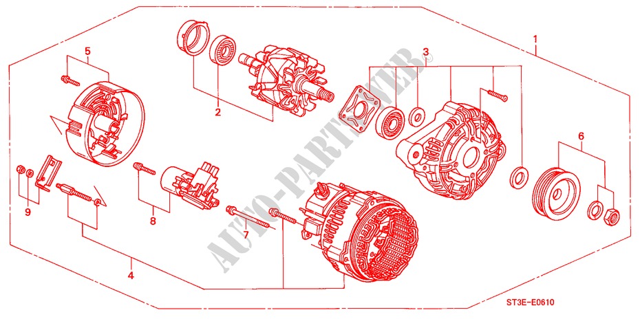 ALTERNATOR (BOSCH) for Honda CIVIC 1.4IS       L.P.G. 5 Doors 5 speed manual 1999