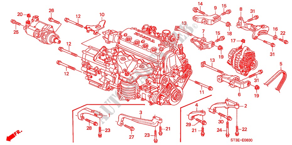 ALTERNATOR BRACKET/ ENGINE STIFFENER for Honda CIVIC 1.4IS       L.P.G. 5 Doors 5 speed manual 1999