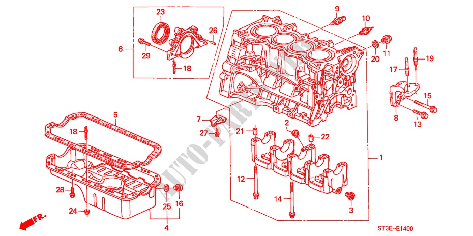 CYLINDER BLOCK/OIL PAN (SOHC) for Honda CIVIC 1.4IS       L.P.G. 5 Doors 5 speed manual 1999
