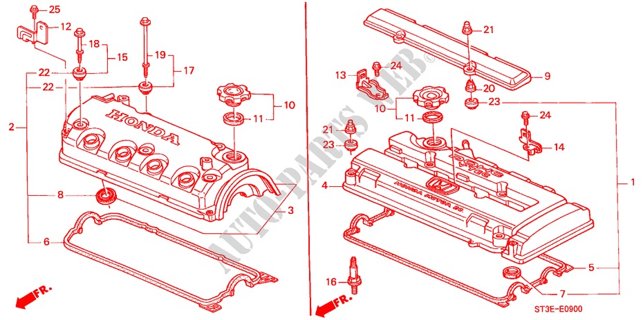 CYLINDER HEAD COVER for Honda CIVIC 1.4IS       L.P.G. 5 Doors 5 speed manual 1999