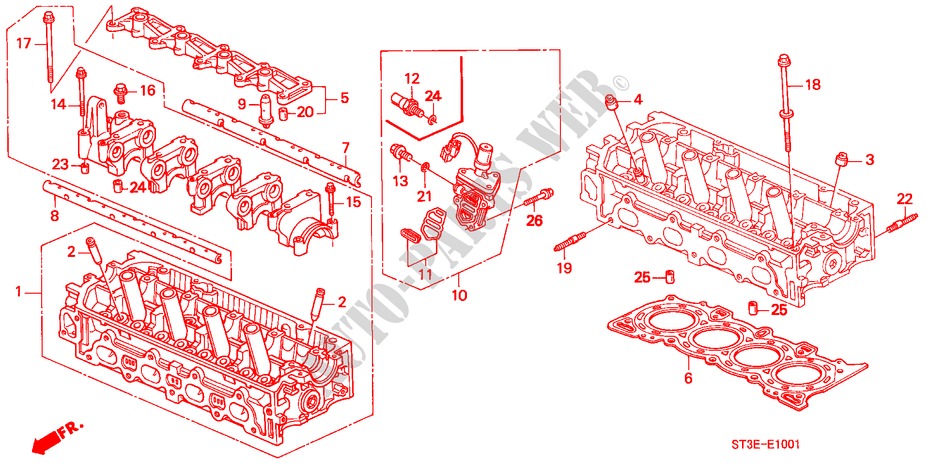 CYLINDER HEAD (SOHC VTEC) for Honda CIVIC 1.5I 5 Doors 5 speed manual 1999
