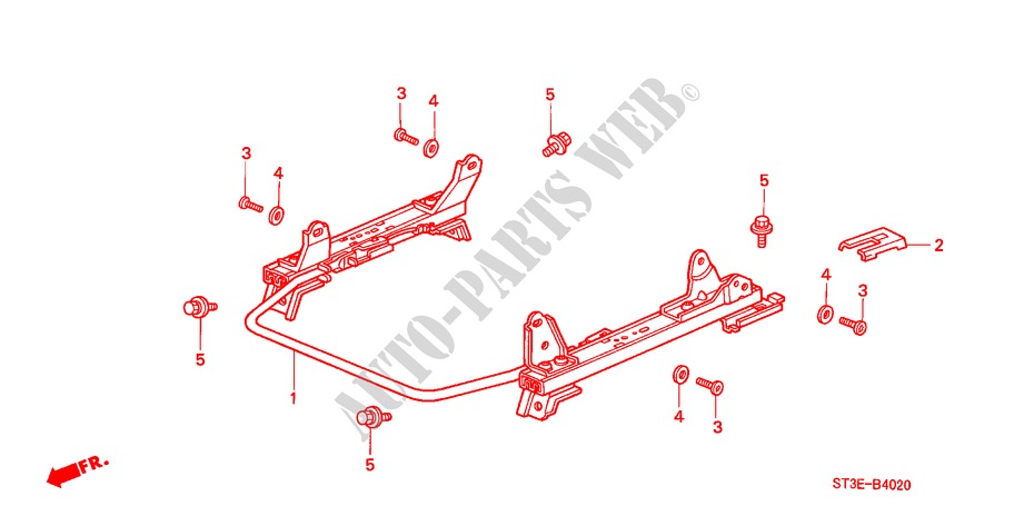 FRONT SEAT COMPONENTS (R.) (MANUAL SLIDE) for Honda CIVIC 1.4IS       L.P.G. 5 Doors 5 speed manual 1999