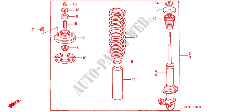 FRONT SHOCK ABSORBER for Honda CIVIC 1.5I 5 Doors 5 speed manual 1999