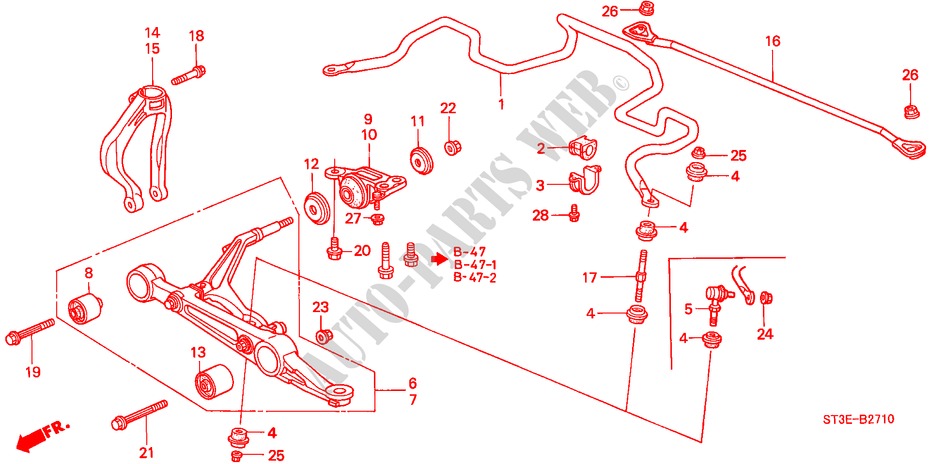 FRONT STABILIZER/ FRONT LOWER ARM for Honda CIVIC 1.4IS       L.P.G. 5 Doors 5 speed manual 1999