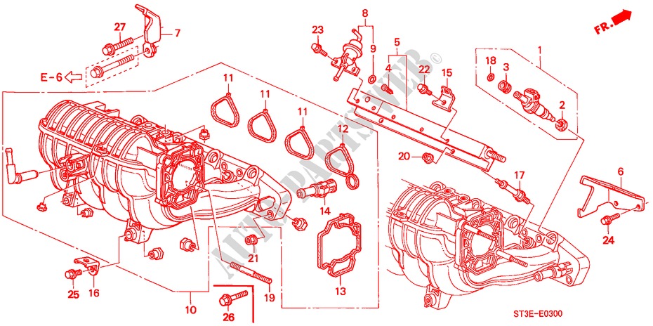 INTAKE MANIFOLD (SOHC) for Honda CIVIC 1.4IS       L.P.G. 5 Doors 5 speed manual 1999