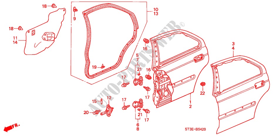 REAR DOOR PANELS for Honda CIVIC 1.4IS       L.P.G. 5 Doors 5 speed manual 1999