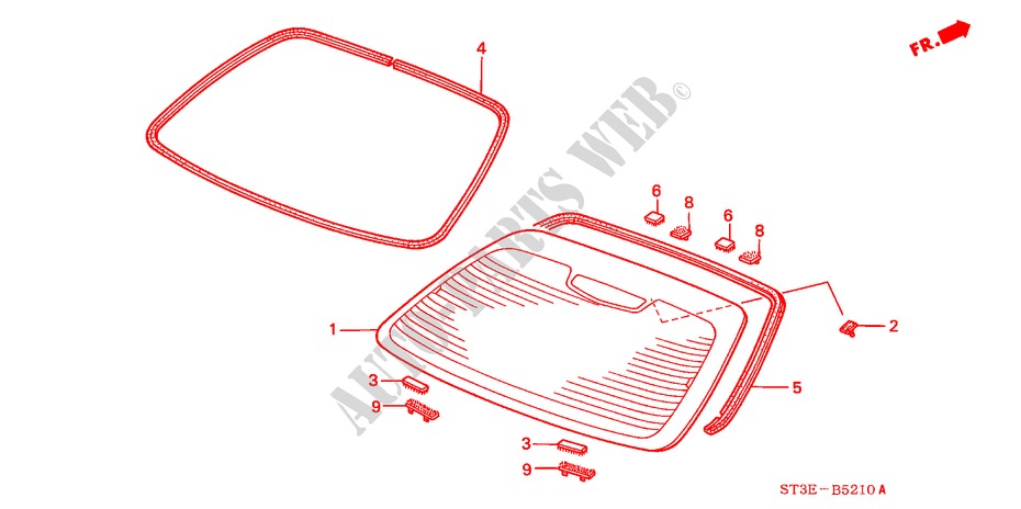 REAR WINDSHIELD for Honda CIVIC 1.4IS       L.P.G. 5 Doors 5 speed manual 1999