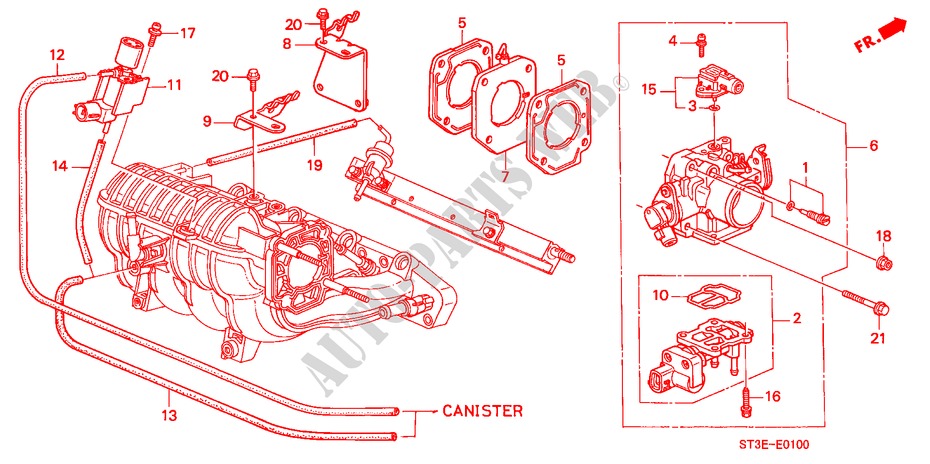 THROTTLE BODY (SOHC) for Honda CIVIC 1.4IS       L.P.G. 5 Doors 5 speed manual 1999