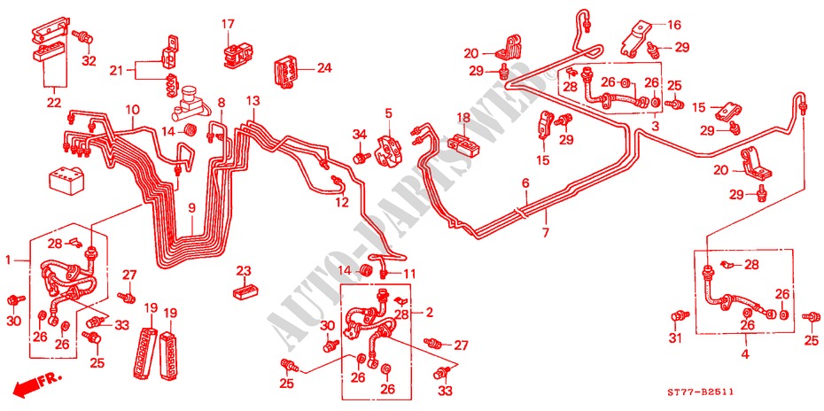 BRAKE LINES (ABS) (RH) for Honda INTEGRA TYPE R 3 Doors 5 speed manual 1998