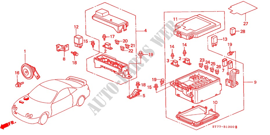 CONTROL UNIT (ENGINE ROOM)(LH) for Honda INTEGRA TYPE R 3 Doors 5 speed manual 1998