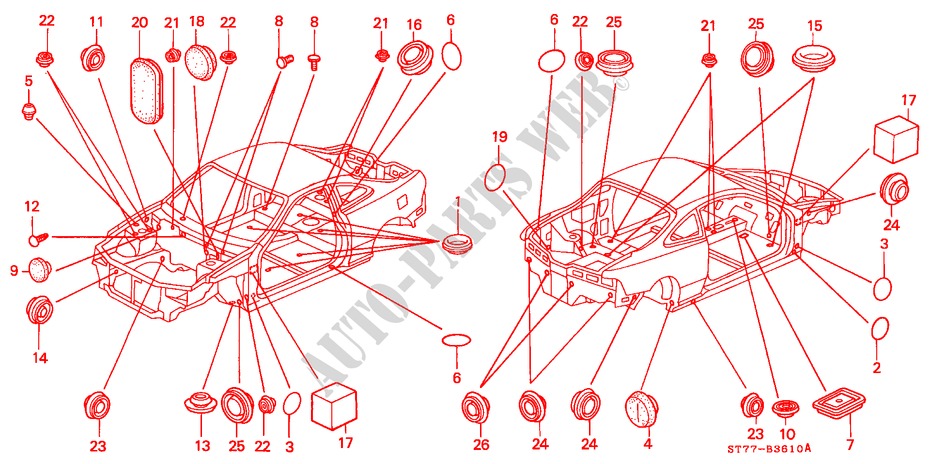 GROMMET for Honda INTEGRA TYPE R 3 Doors 5 speed manual 2000