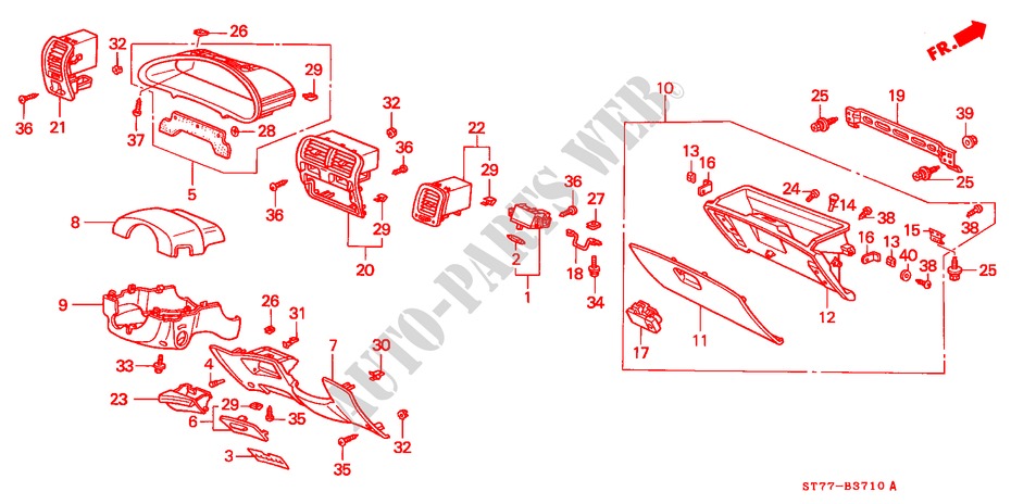 INSTRUMENT PANEL GARNISH (LH) for Honda INTEGRA TYPE R 3 Doors 5 speed manual 1998