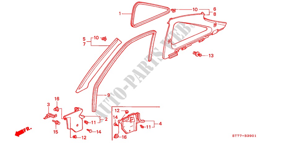 PILLAR GARNISH (RH) for Honda INTEGRA TYPE R 3 Doors 5 speed manual 1998