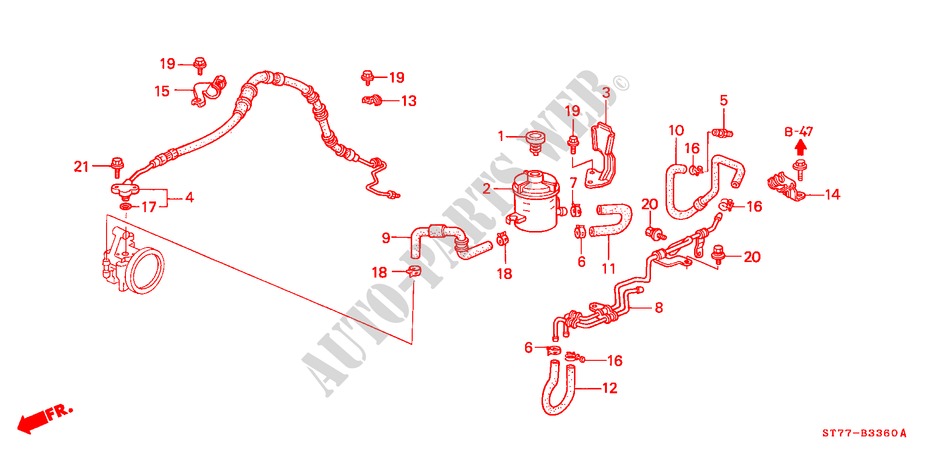 POWER STEERING LINES (LH) for Honda INTEGRA TYPE R 3 Doors 5 speed manual 1998