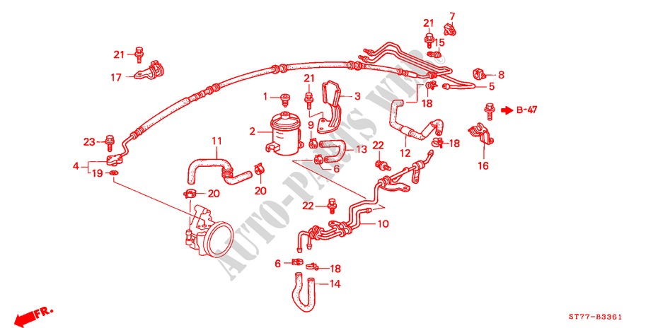 POWER STEERING LINES (RH) for Honda INTEGRA TYPE R 3 Doors 5 speed manual 1998