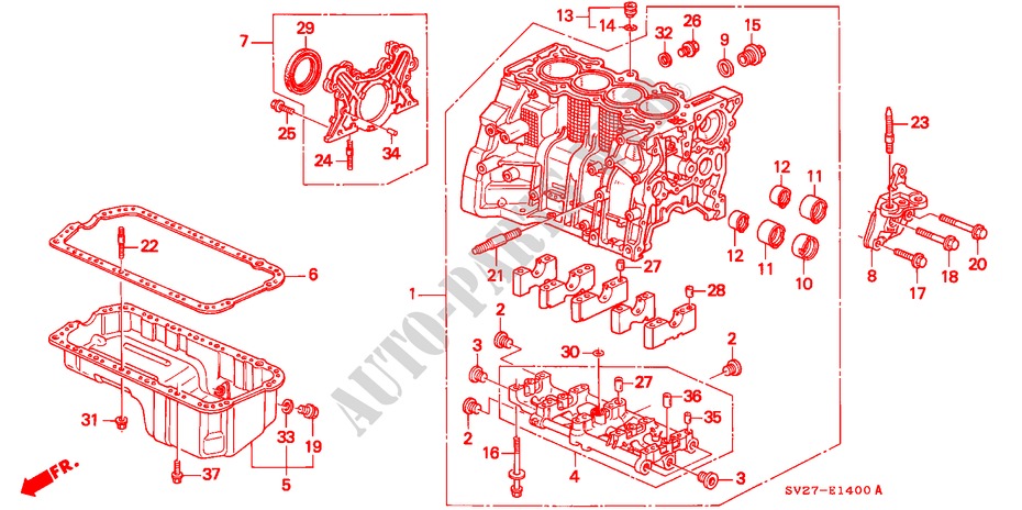 CYLINDER BLOCK/OIL PAN for Honda ACCORD COUPE 2.2IES 2 Doors 5 speed manual 1995
