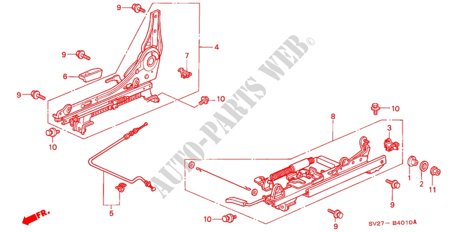 FRONT SEAT COMPONENTS (R.)(POWER) for Honda ACCORD COUPE 2.2IES 2 Doors 4 speed automatic 1994