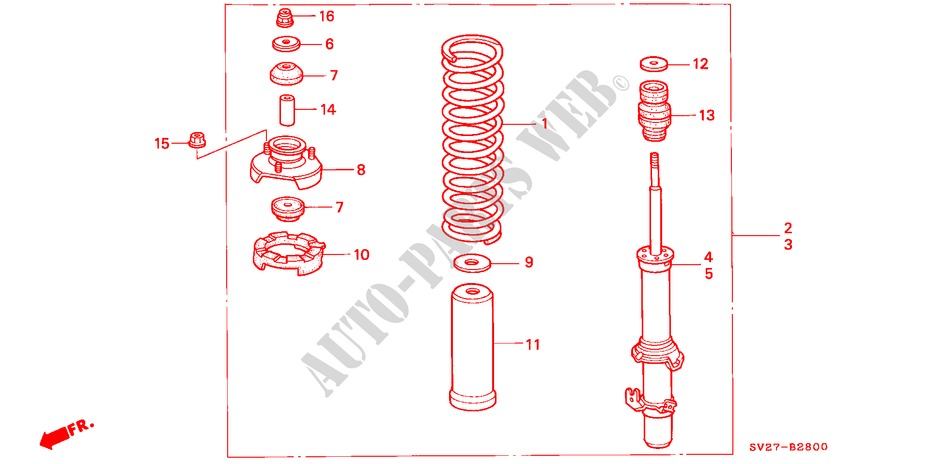 FRONT SHOCK ABSORBER for Honda ACCORD COUPE 2.2IES 2 Doors 4 speed automatic 1994