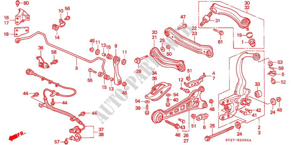 REAR STABILIZER/ REAR LOWER ARM for Honda ACCORD COUPE 2.2IES 2 Doors 4 speed automatic 1994