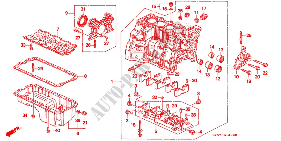 CYLINDER BLOCK/OIL PAN for Honda ACCORD AERODECK 2.2ILS 5 Doors 5 speed manual 1996