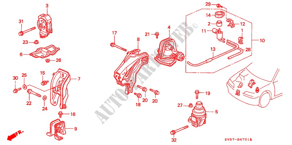 ENGINE MOUNTS (AT) ( '95) for Honda ACCORD AERODECK 2.0IES 5 Doors 4 speed automatic 1994