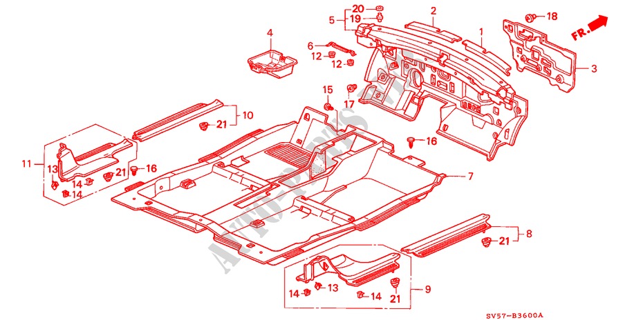 FLOOR MAT for Honda ACCORD AERODECK 2.0IES 5 Doors 5 speed manual 1994
