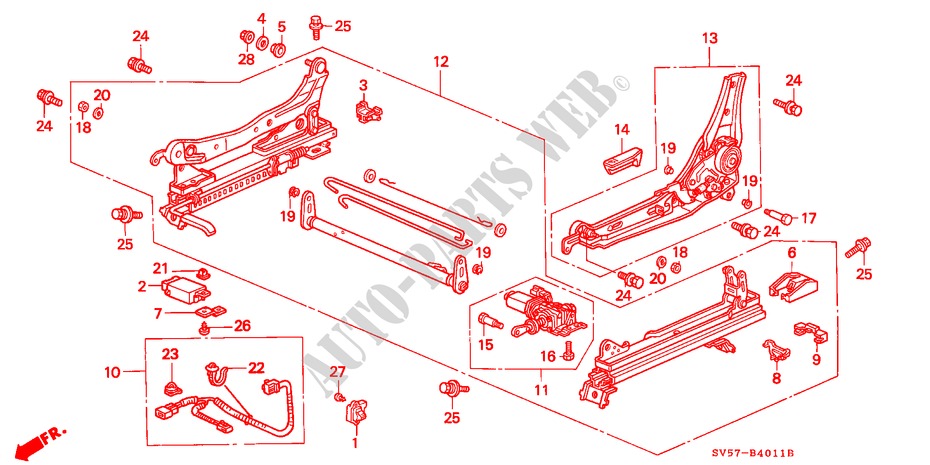 FRONT SEAT COMPONENTS (L.)(POWER) for Honda ACCORD AERODECK 2.0IES 5 Doors 4 speed automatic 1994