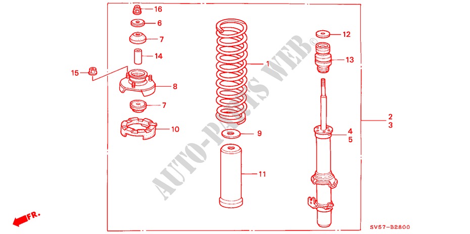 FRONT SHOCK ABSORBER for Honda ACCORD AERODECK 2.0IES 5 Doors 4 speed automatic 1994